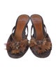 Henry Beguelin Leather Feather Trim Slides