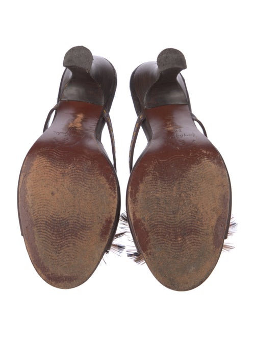 Henry Beguelin Leather Feather Trim Slides