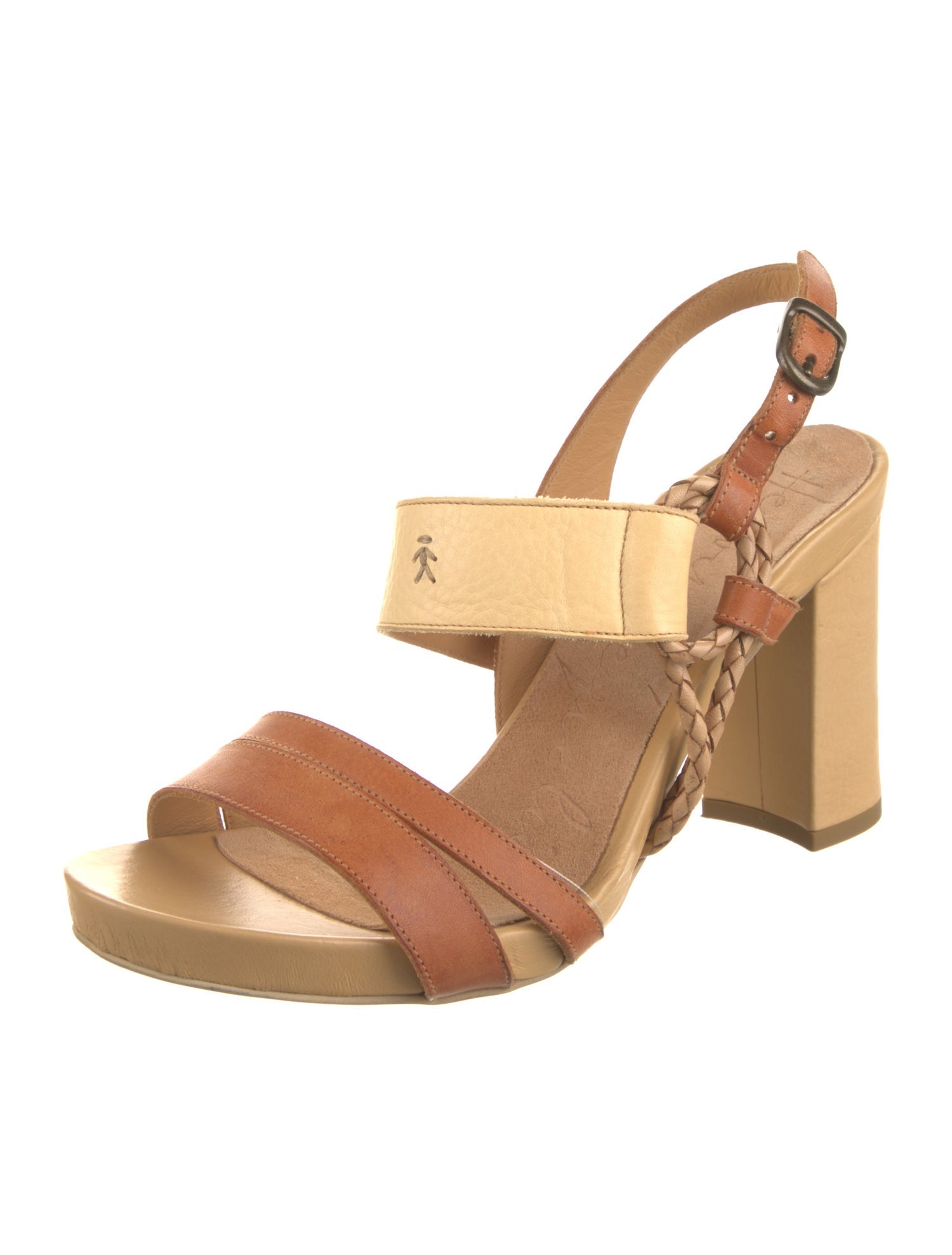 Henry Beguelin Leather Colorblock Pattern Slingback Pumps