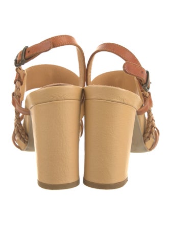 Henry Beguelin Leather Colorblock Pattern Slingback Pumps