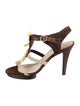 Henry Beguelin Leather Colorblock Pattern T-Strap Sandals