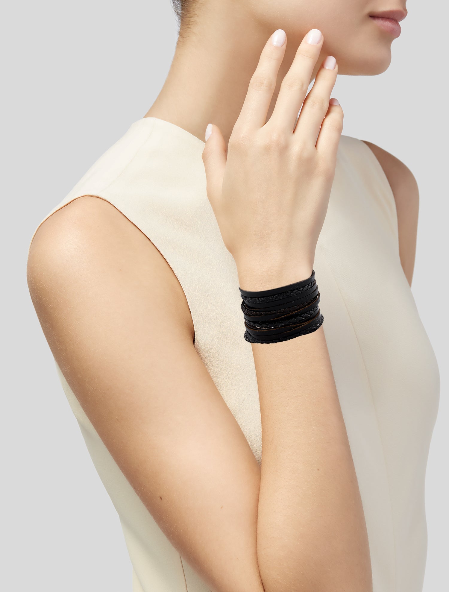 Henry Beguelin Braided Leather Multistrand Wrap Braclet