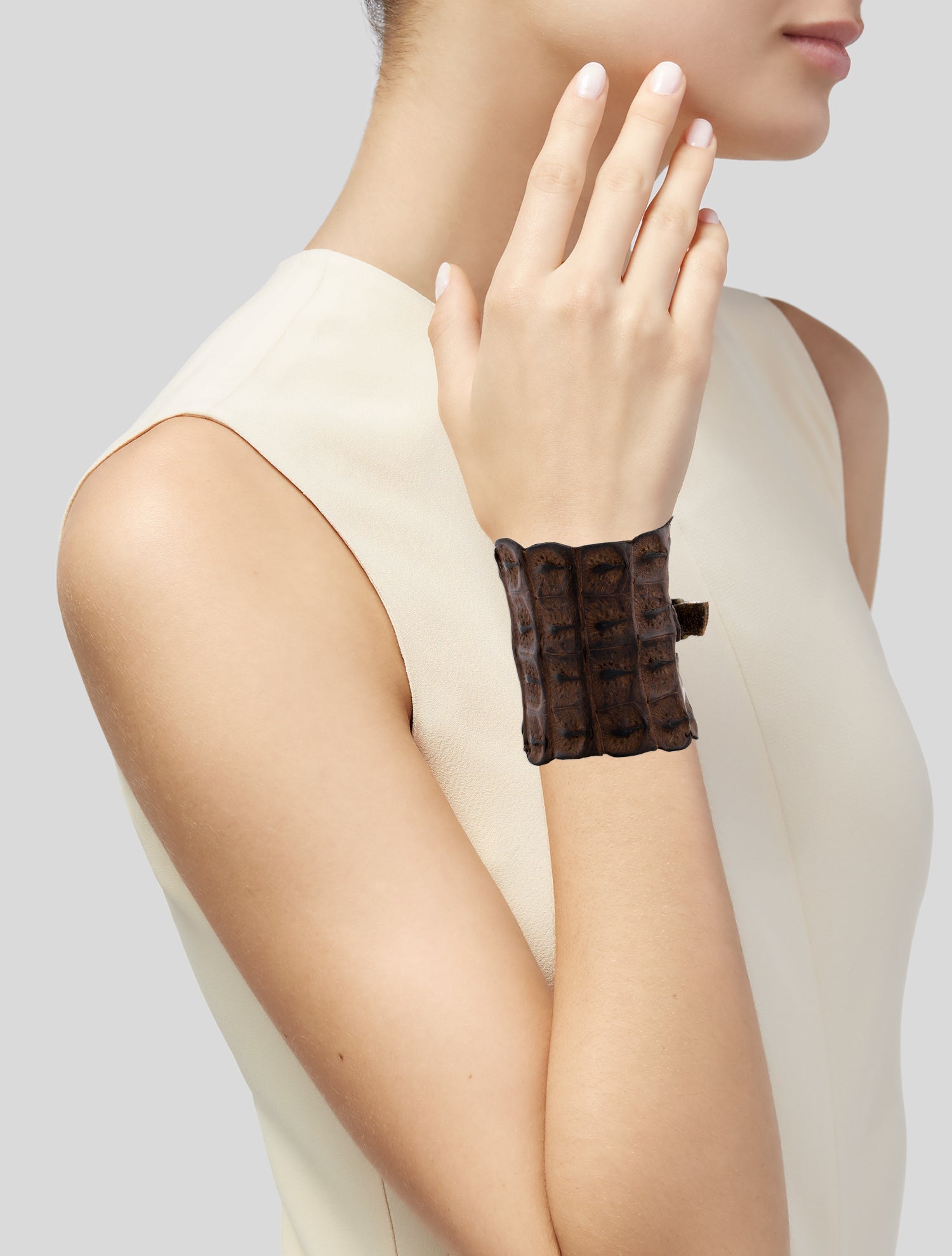 Henry Beguelin Leather Crocodile Wrap Bracelet