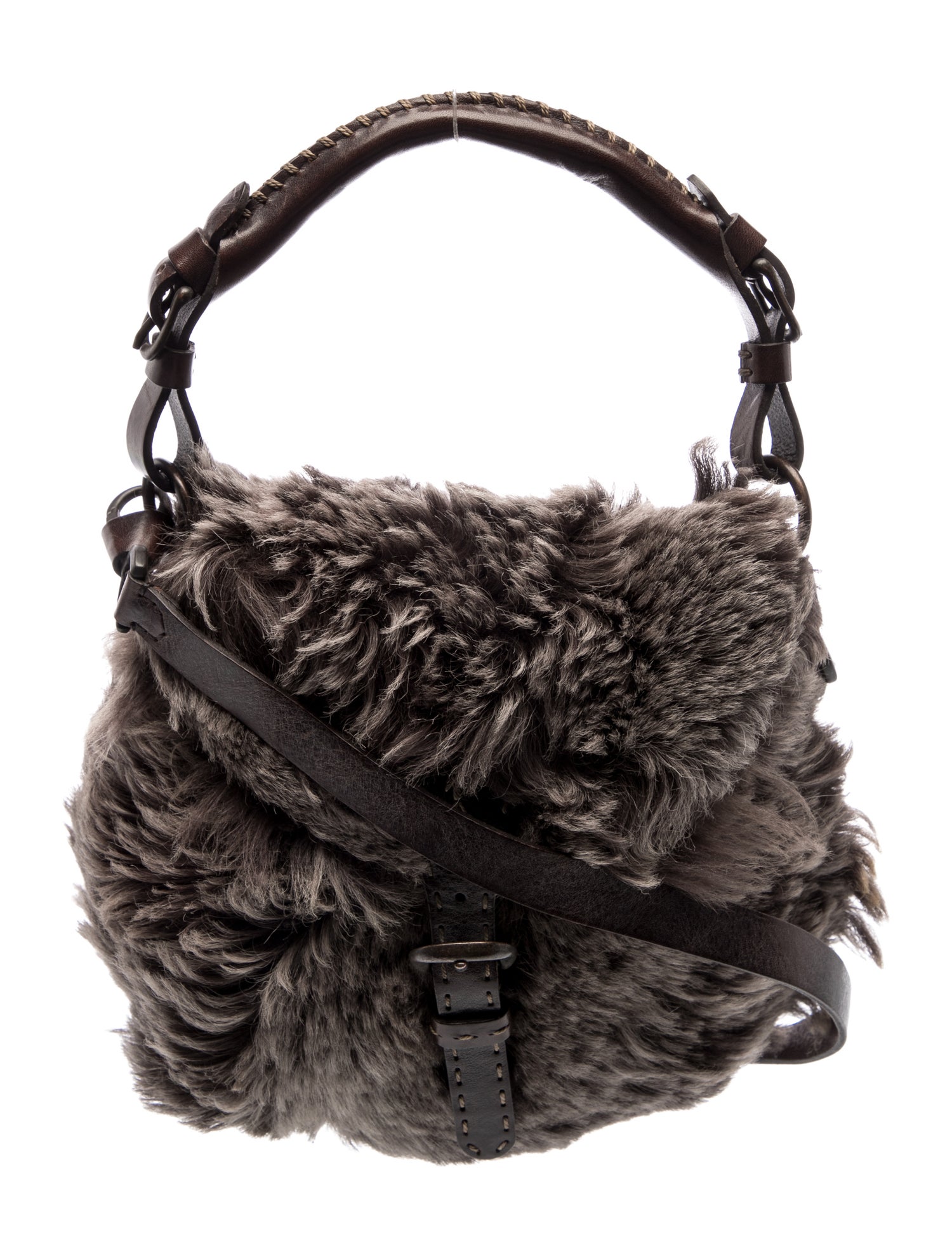Henry Beguelin Fur Shoulder Bag - Brown Handle Bags, Handbags