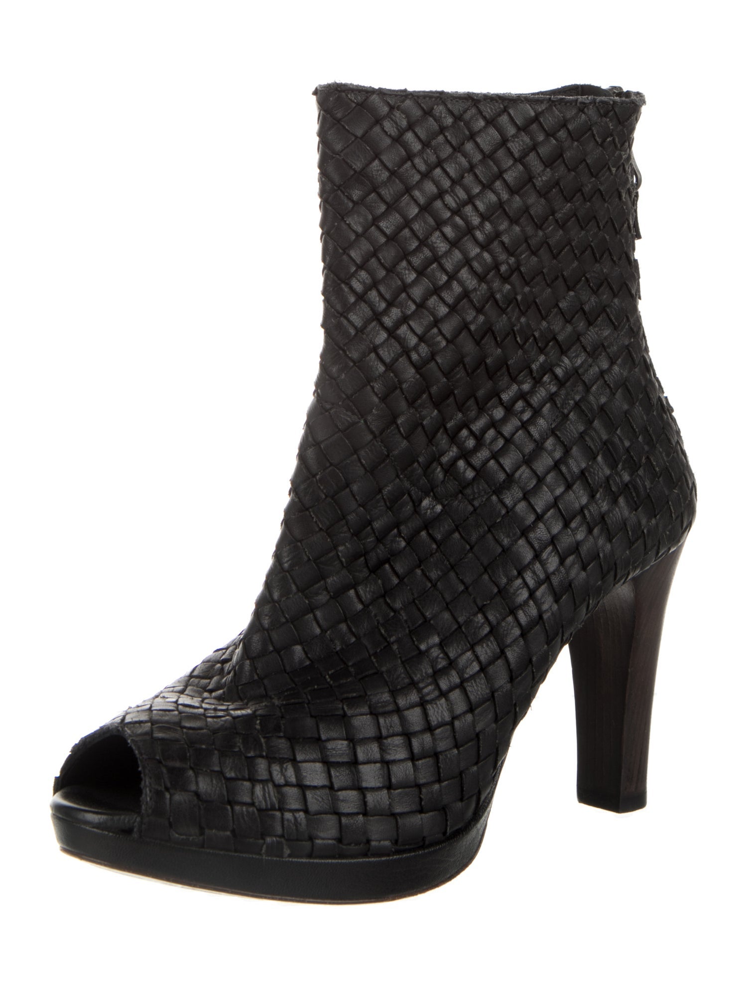 Henry Beguelin Intrecciato Weave Leather Boots - Black Boots