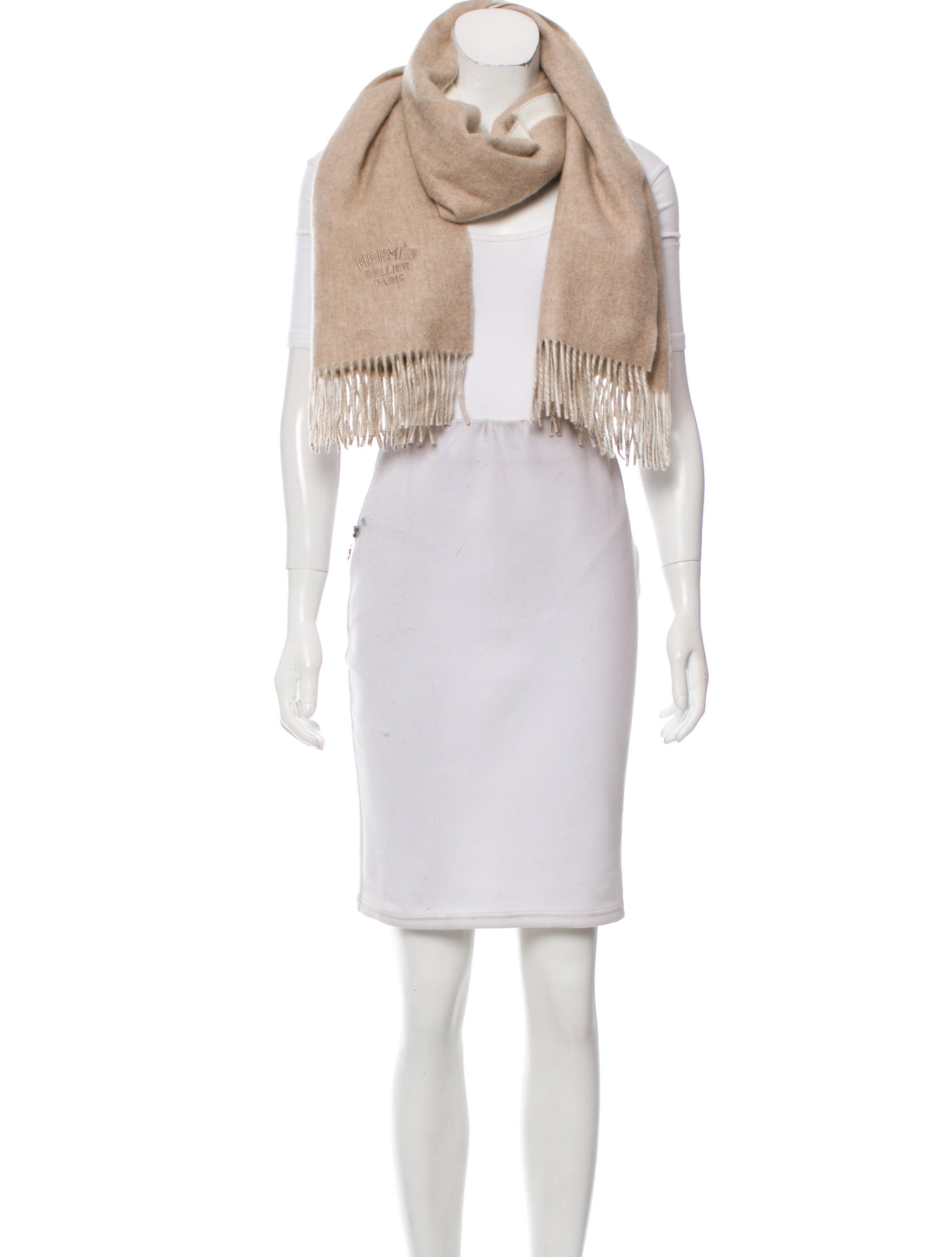 Hermès Embroidered Cashmere Scarf Accessories HER105969 The RealReal