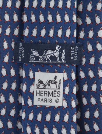 Hermès Silk Penguin Printed Tie