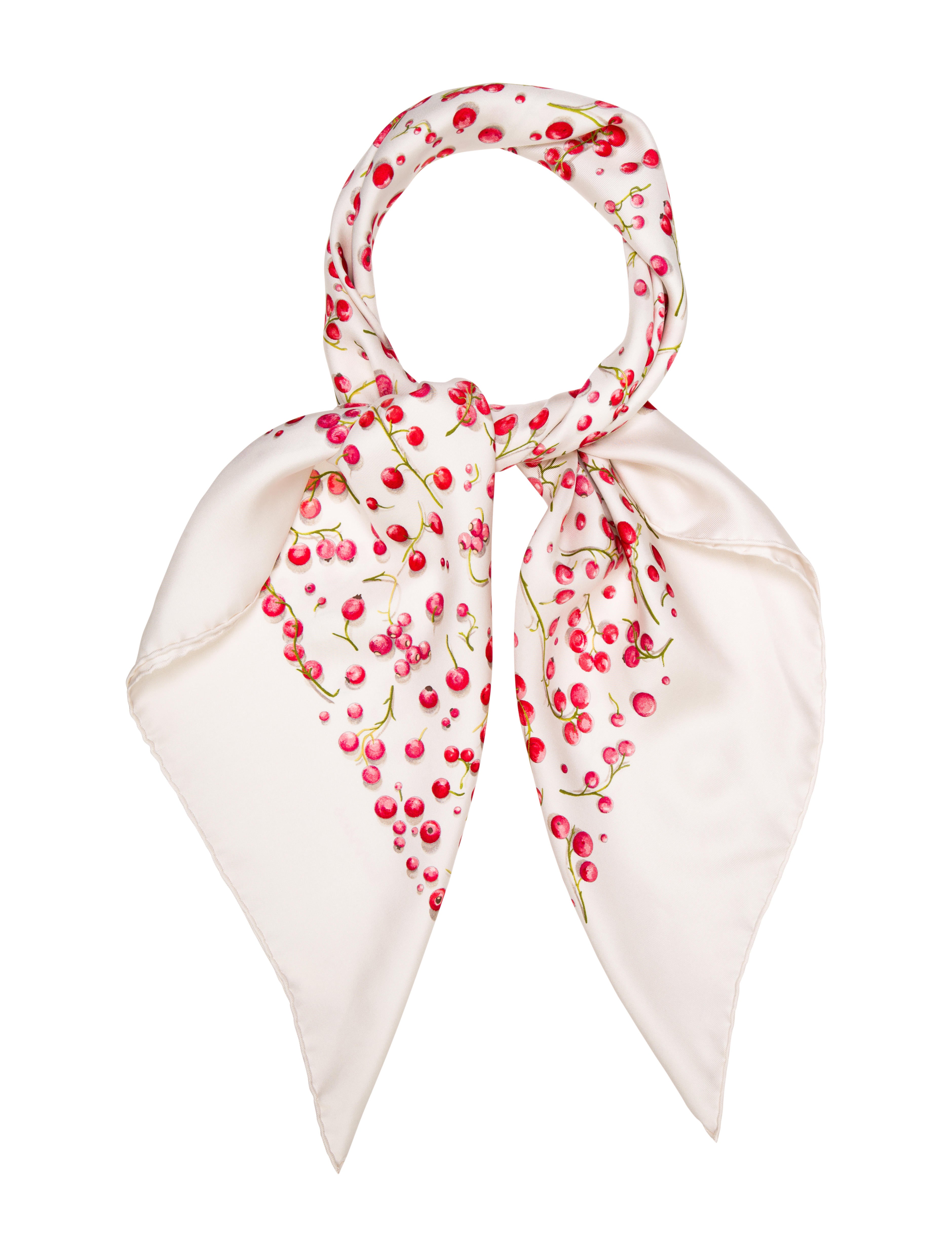 Hermès Red Berries Silk Scarf - Neutrals Scarves and Shawls