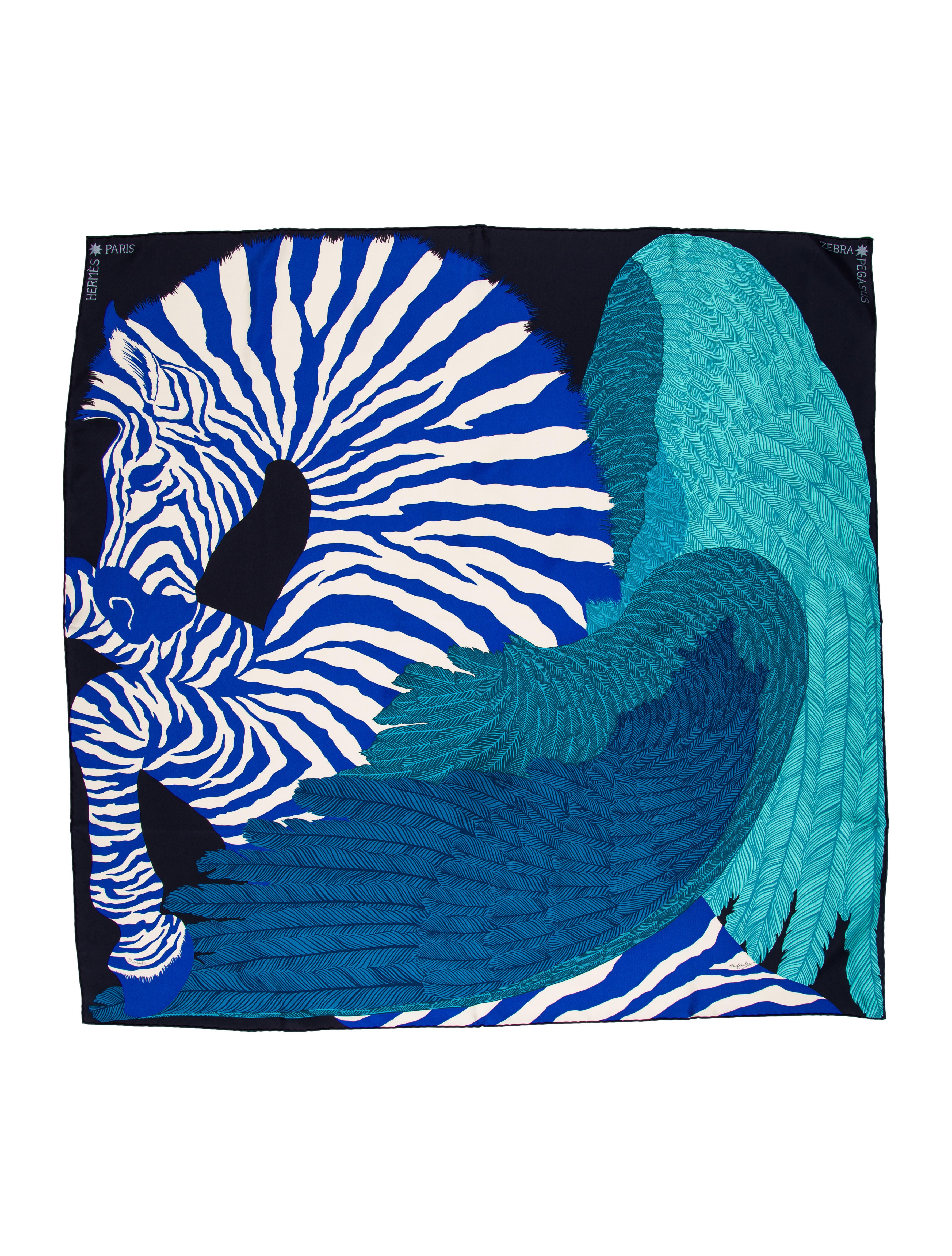Hermès Zebra Pegasus Silk Scarf Accessories HER120271 The RealReal