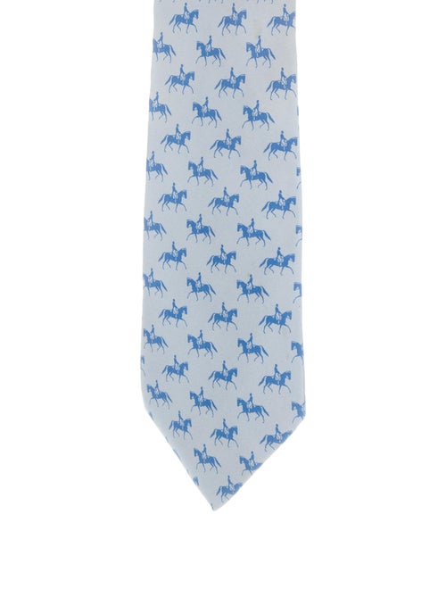 Hermès Silk Equestrian Horse Print Tie