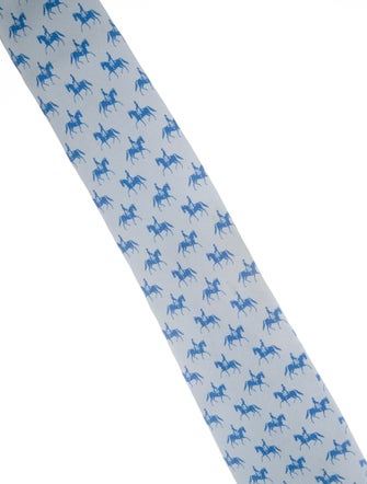 Hermès Silk Equestrian Horse Print Tie