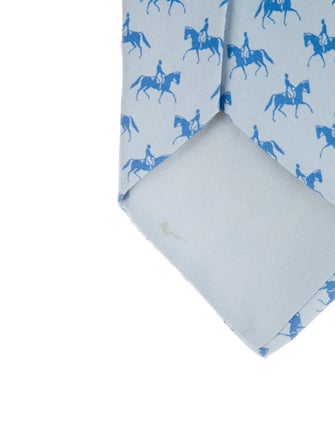 Hermès Silk Equestrian Horse Print Tie