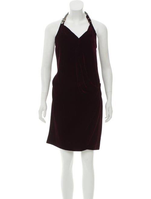 Hermès Velvet Open Back Dress Plum