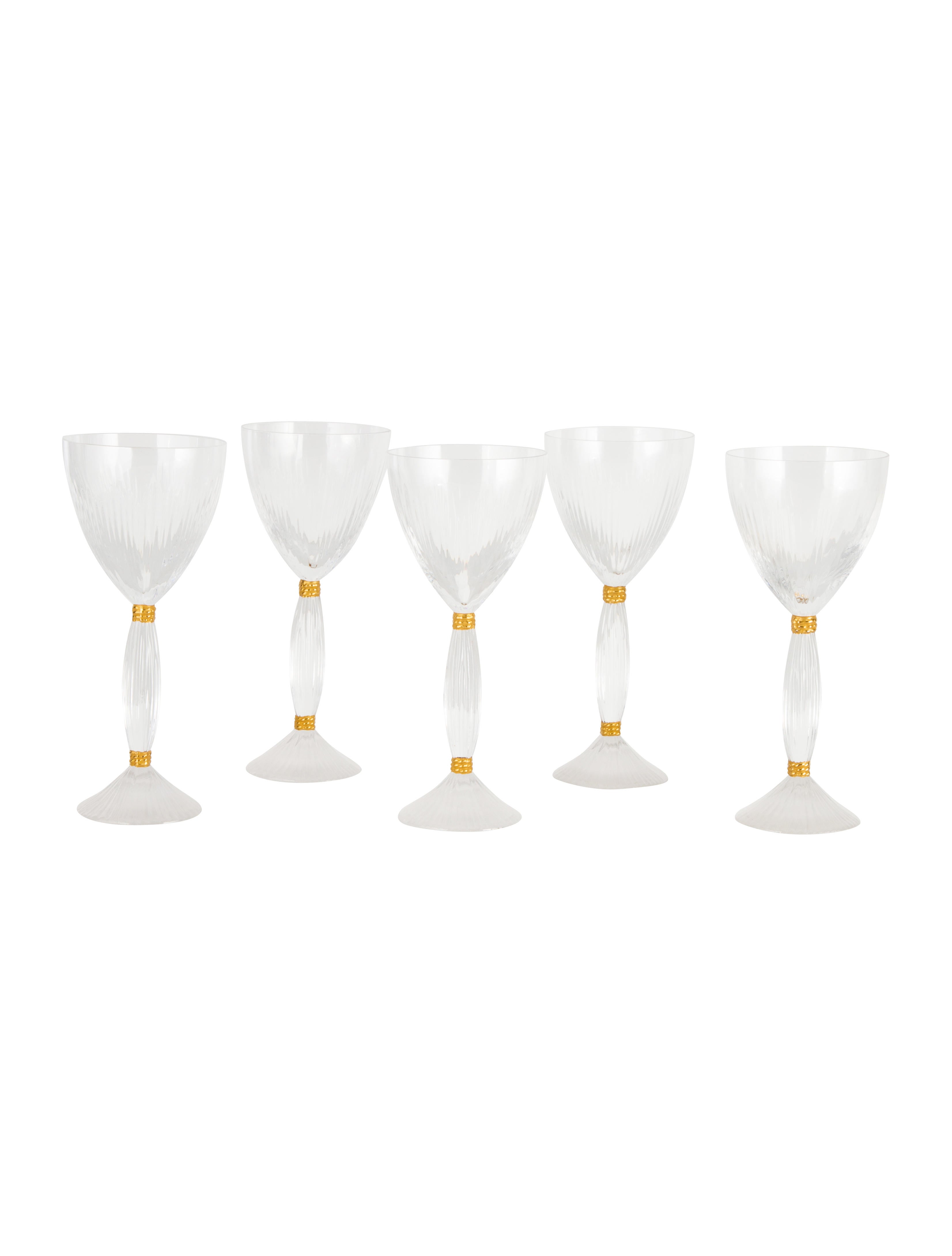 Hermès Set of 5 Moisson Gold Sherry Glasses