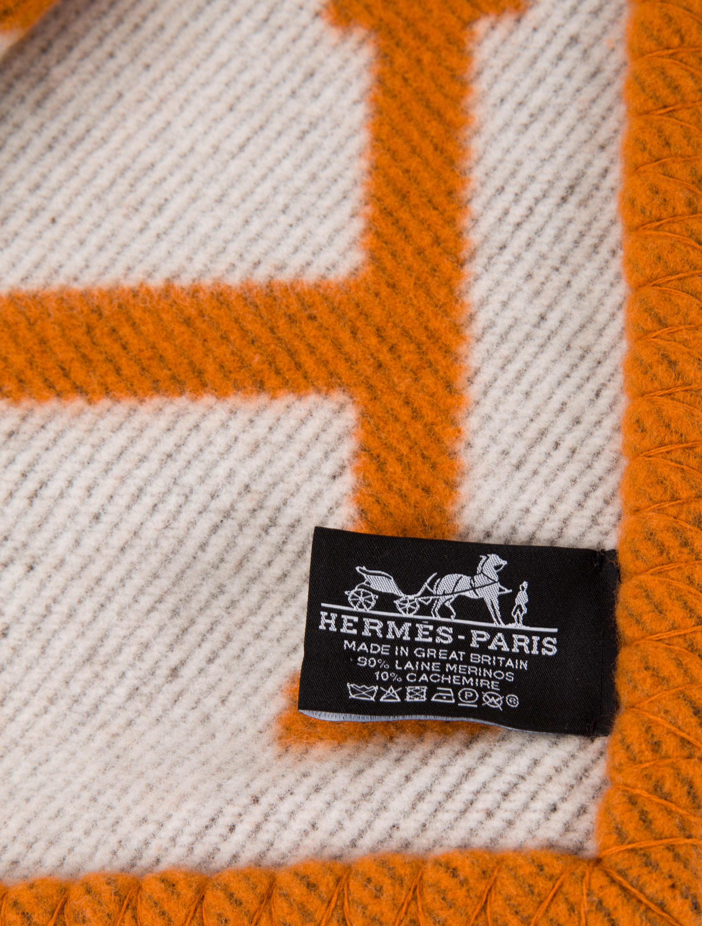 Hermès Avalon Throw Blanket Orange Throws, Pillows & Throws HER167758 The RealReal