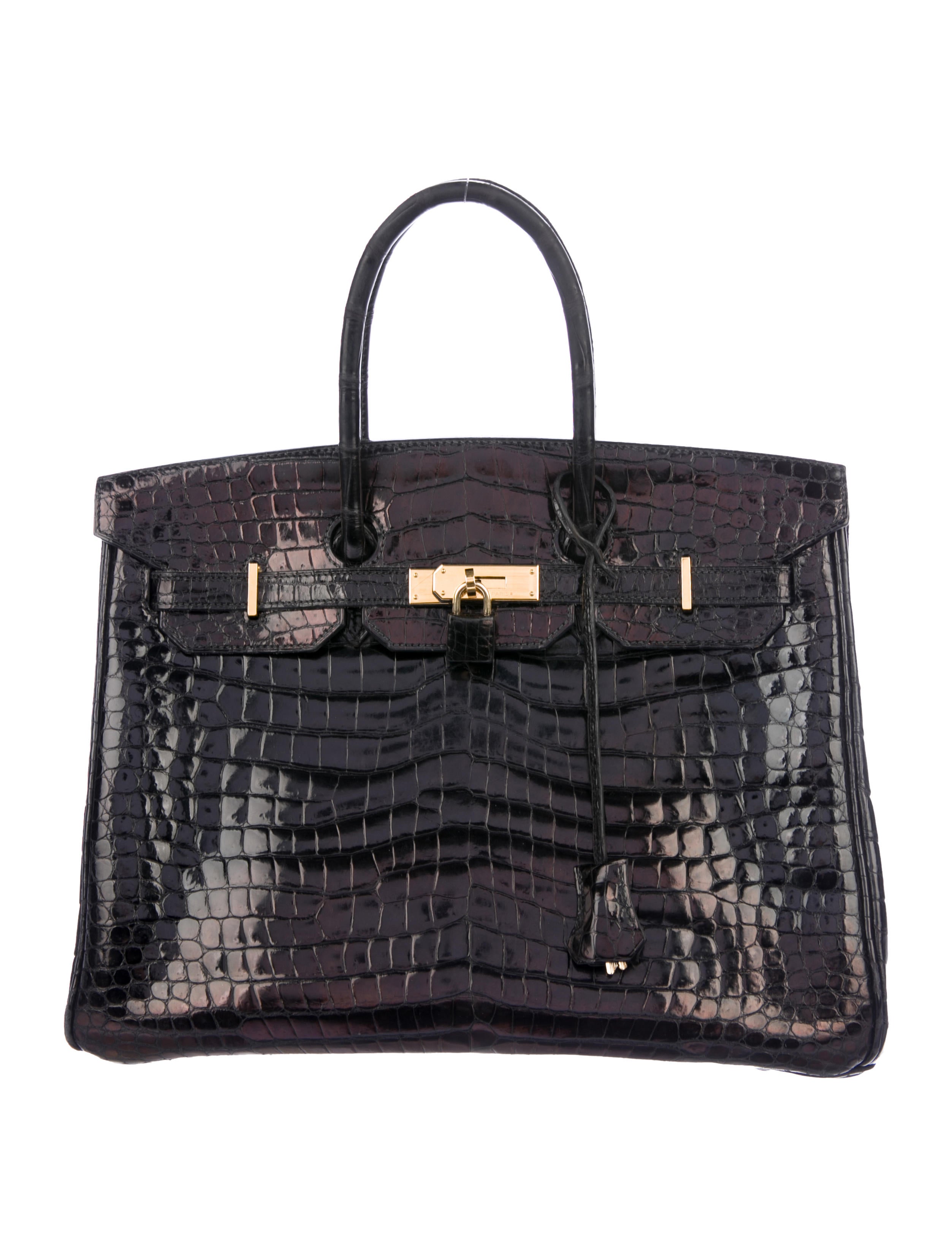 Hermès Black Shiny Porosus Crocodile Birkin 35