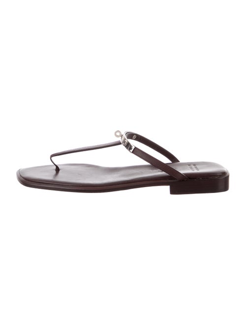 Hermès Leather Thong Sandals silver