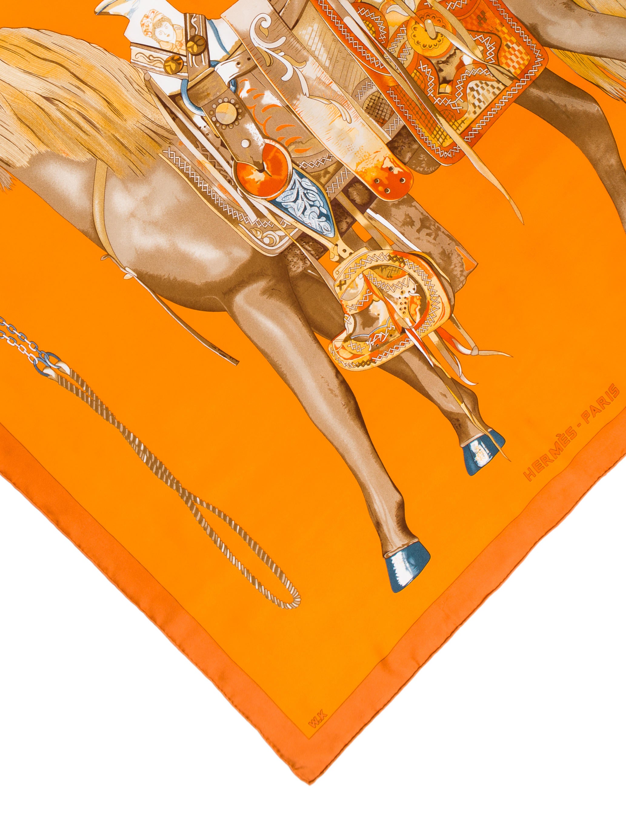 Hermès Mon Petit Cheval Mexicain Silk Scarf - Orange Scarves and