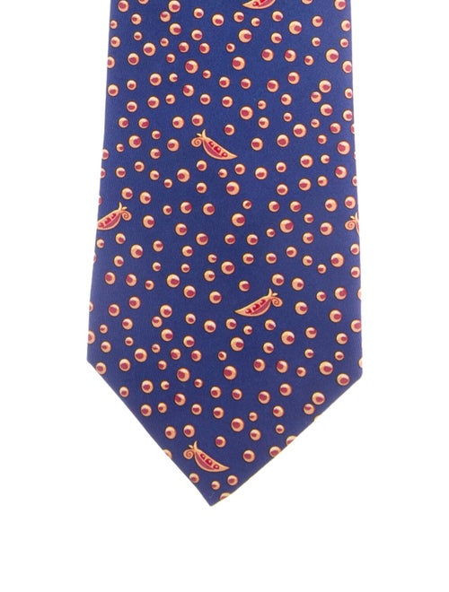 Hermès Silk Printed Tie blue