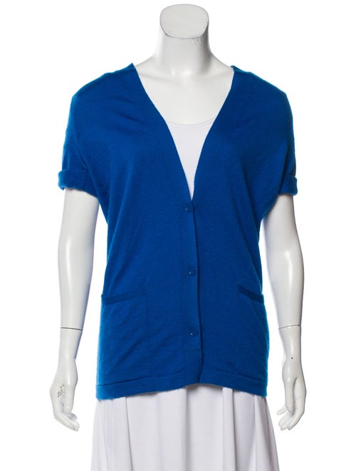 Hermès Cashmere Short Sleeve Cardigan blue