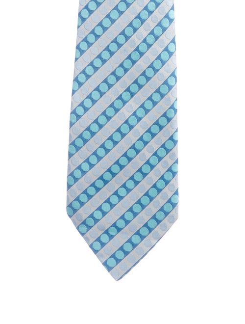 Hermès Printed Silk Tie Blue
