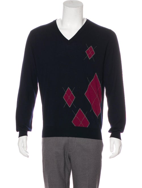 Hermès Argyle Wool Sweater navy