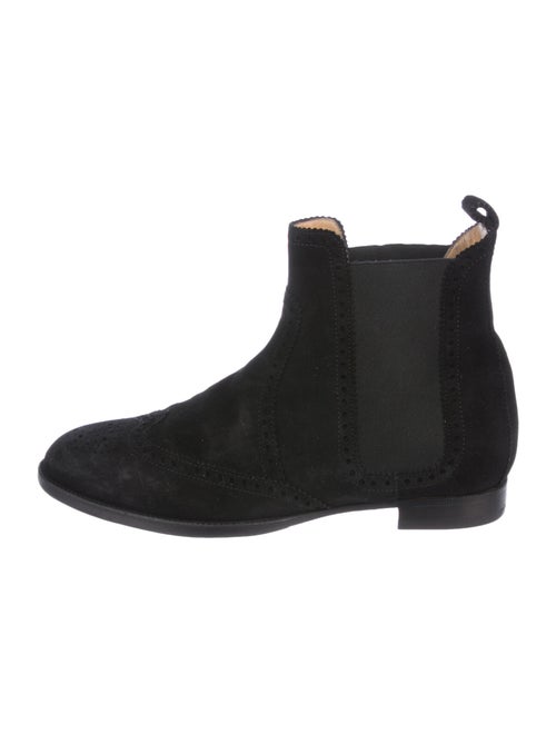Hermès Suede Brogue Booties Black