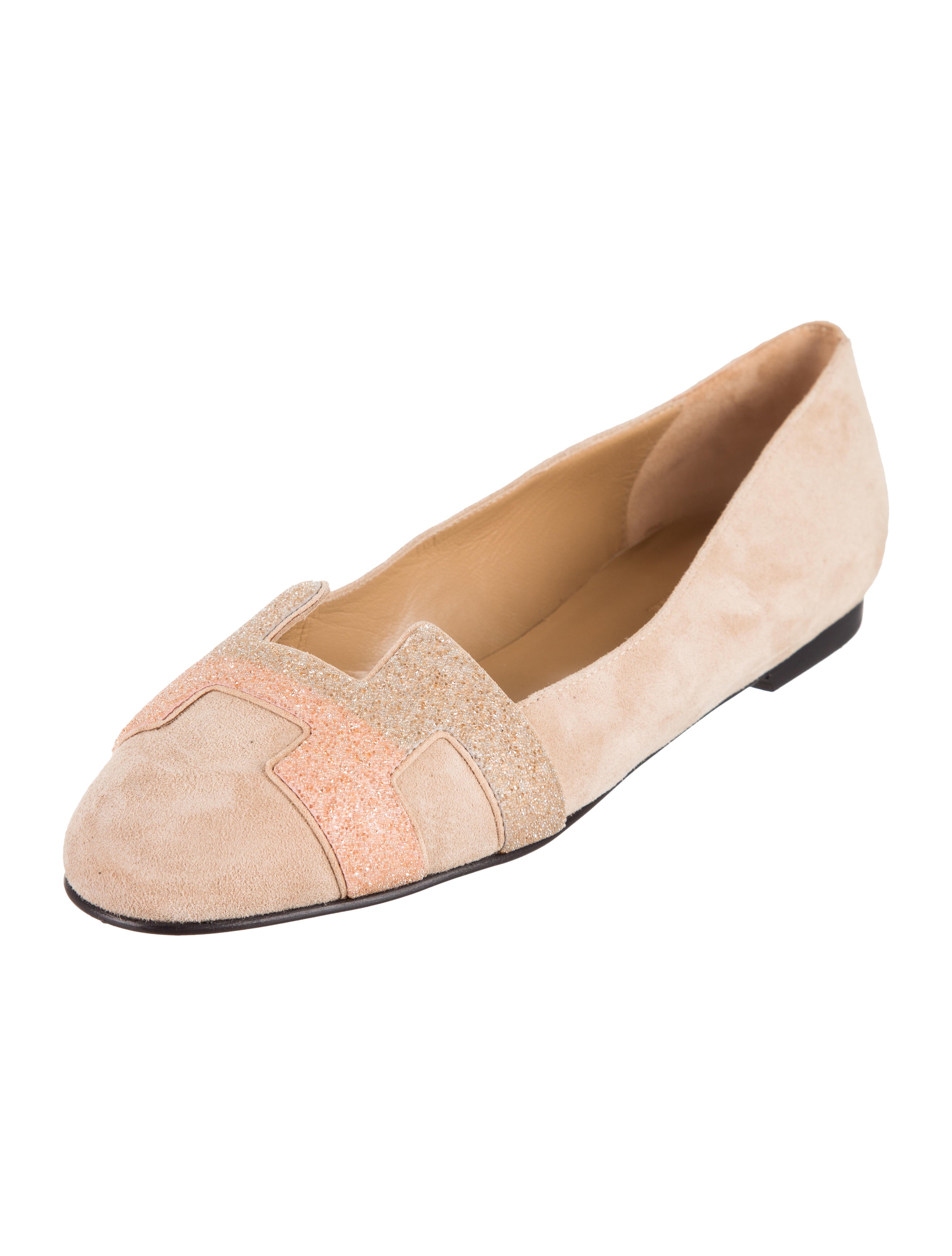 HermÃ¨s Nice Crystal Suede Flats - Shoes - HER255991 | The RealReal