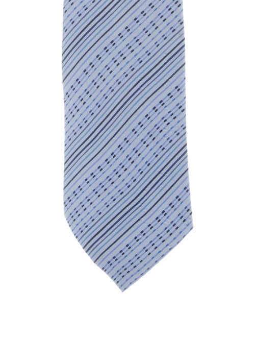Hermès Striped Silk Tie blue