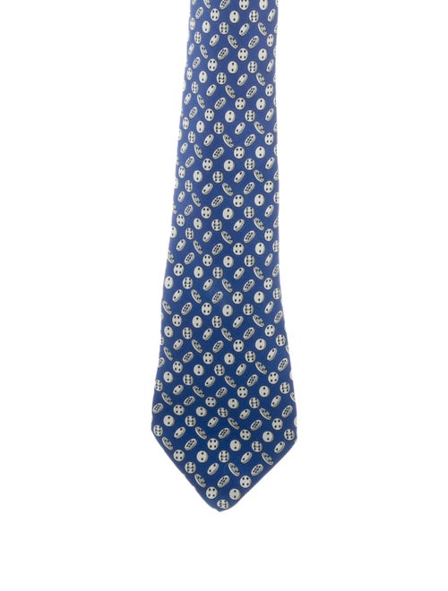 Hermès Silk Printed Tie blue