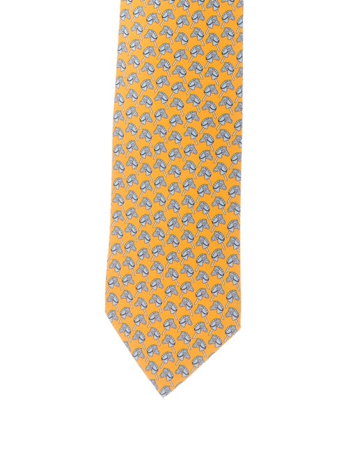 Hermès Silk Printed Tie yellow