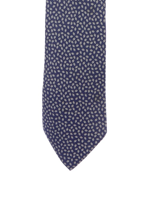 Hermès Silk Printed Tie navy