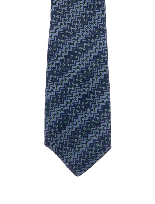 Hermès Silk Printed Tie blue