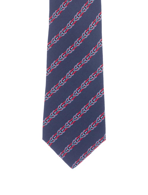 Hermès Silk Printed Tie blue