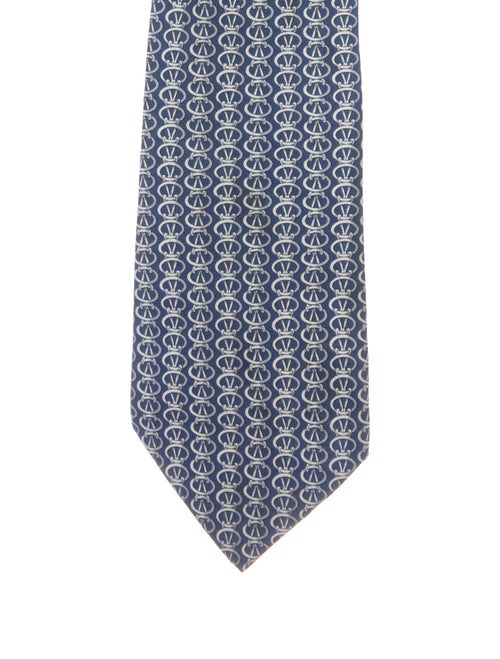 Hermès Silk Printed Tie blue