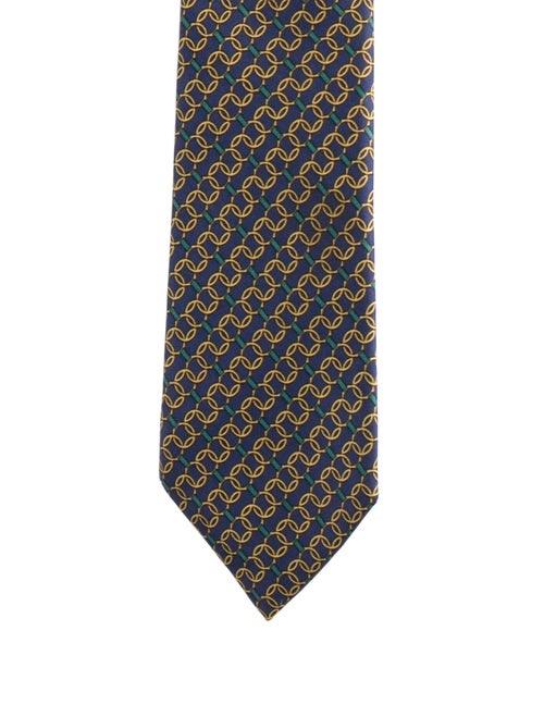 Hermès Silk Printed Tie blue