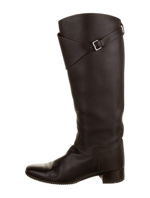 Hermès Leather Knee-High Boots Brown