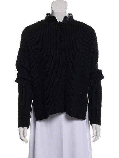 Hermès Leather-Trimmed Yak Cardigan Black
