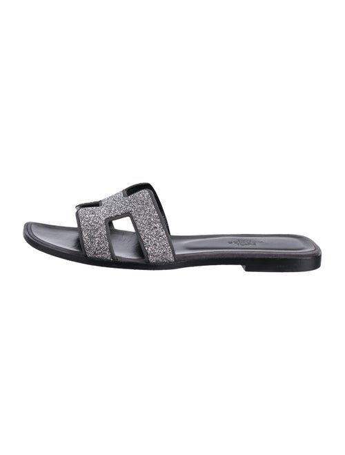 Hermès Oran Glitter Sandals Silver
