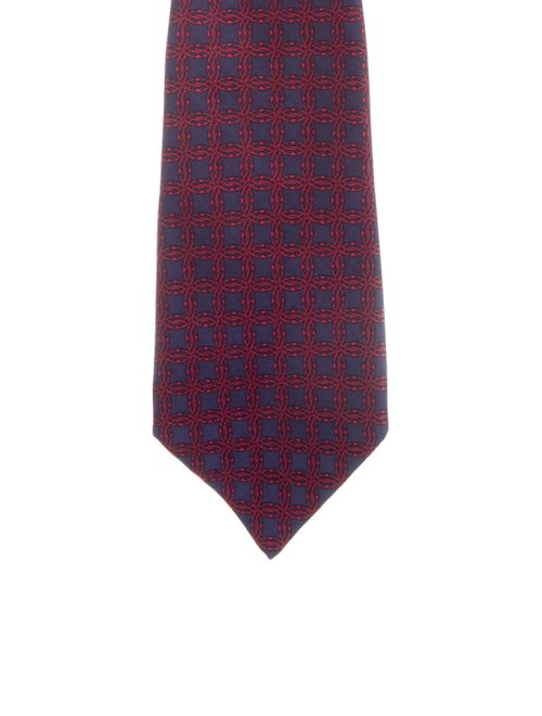Hermès Printed Silk Tie navy