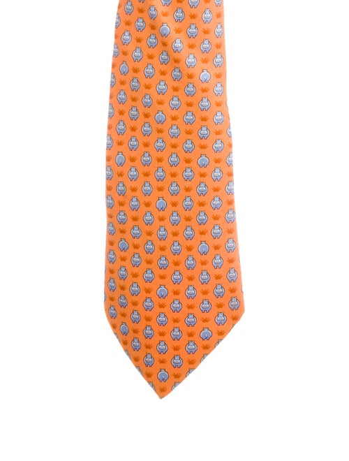 Hermès Printed Silk Tie orange