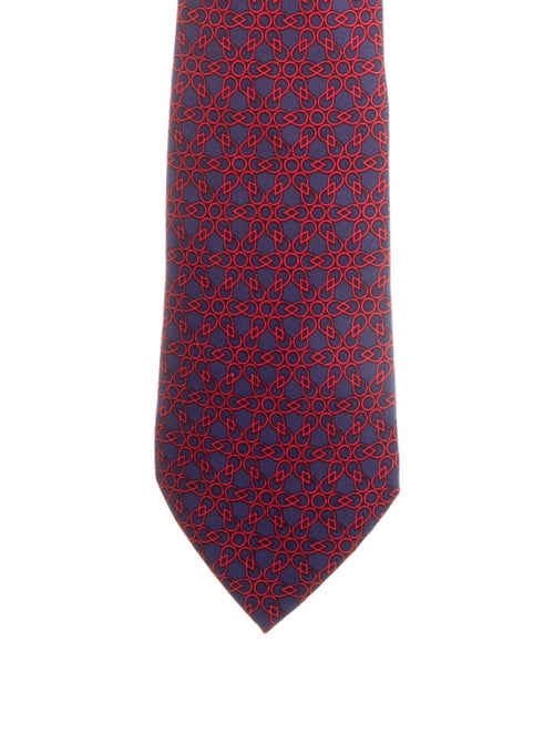 Hermès Printed Silk Tie red