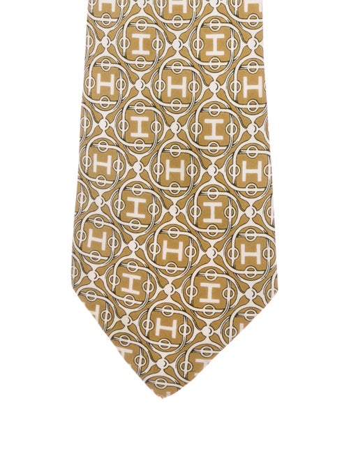 Hermès Silk Printed Tie green