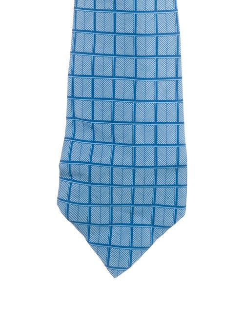 Hermès Silk Check Tie blue