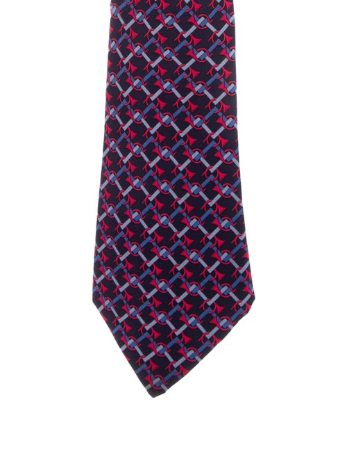 Hermès Printed Silk Tie blue