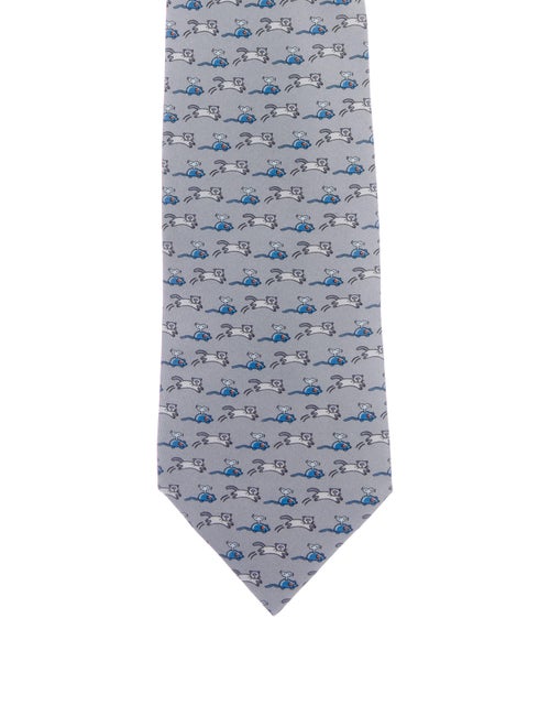 Hermès Silk Printed Tie grey