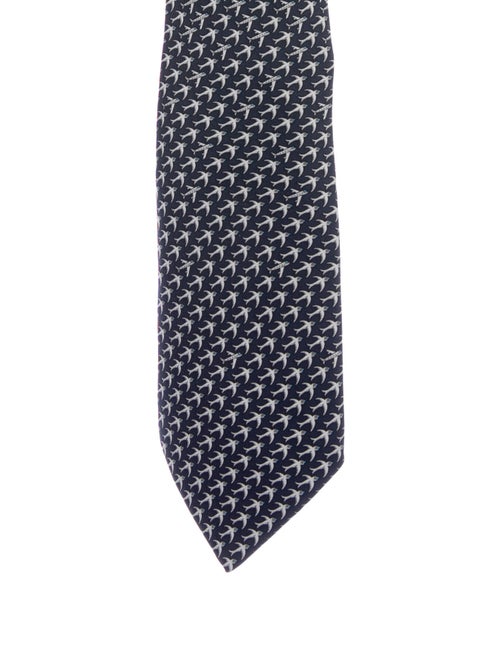 Hermès Silk Printed Tie navy