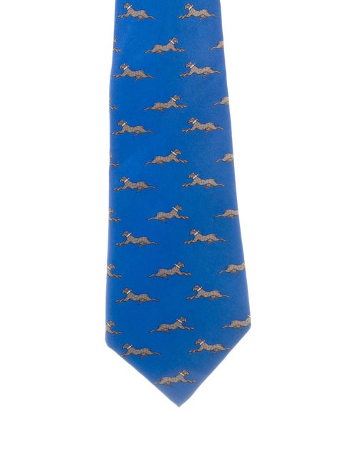 Hermès Printed Silk Tie blue