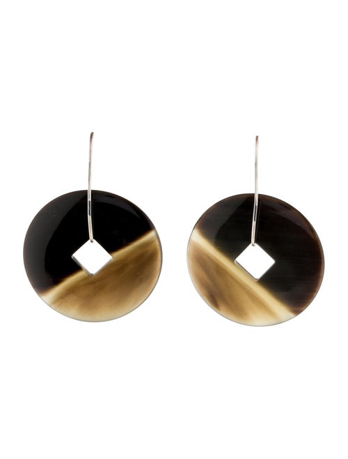 Hermès Horn Tsuba Drop Earrings silver