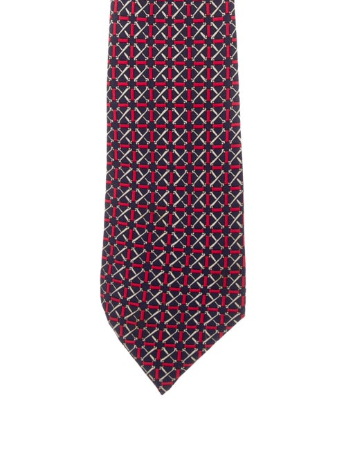 Hermès Printed Silk Tie navy